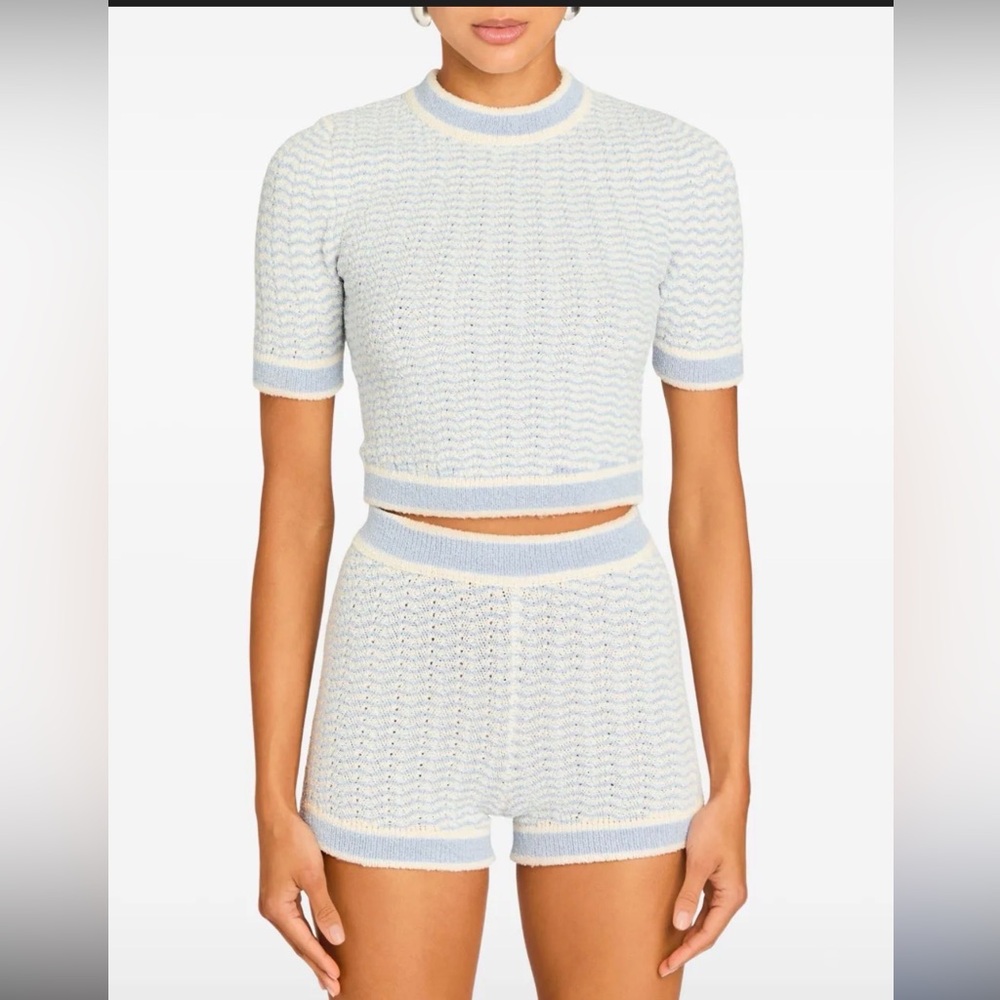 SER.O.YA Light Blue and White Knit Tank Top